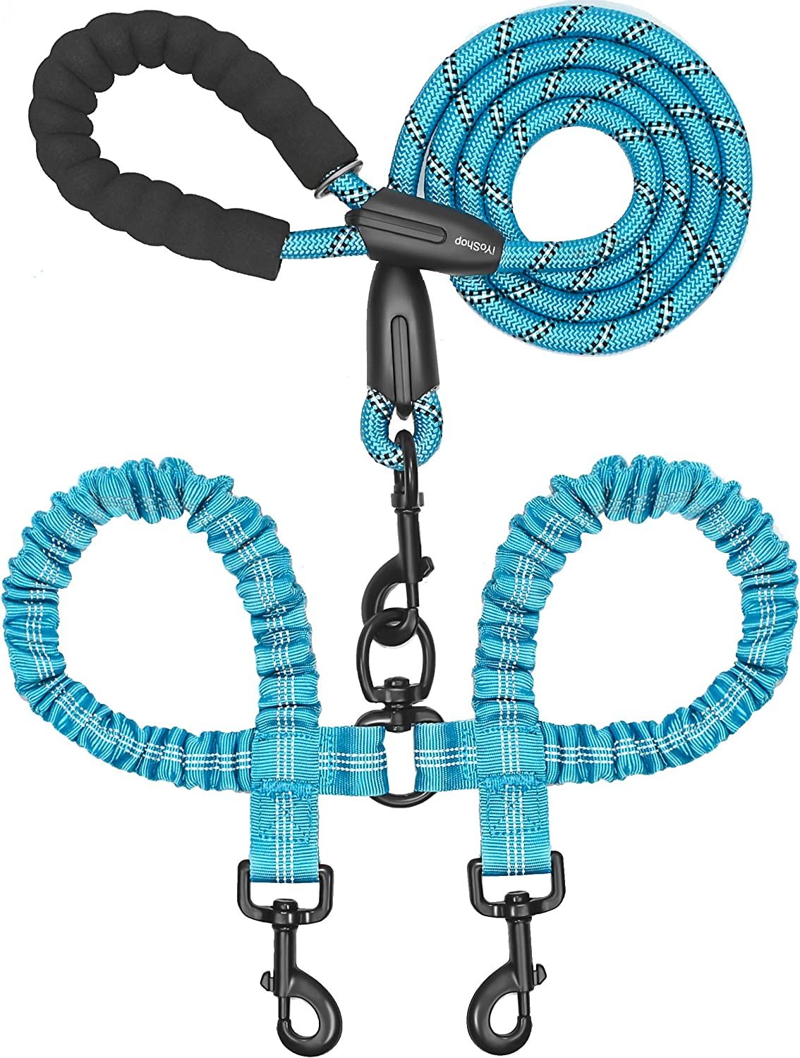 Dual Dog Leash; Double Dog Leash; 360 Swivel No Tangle Walking