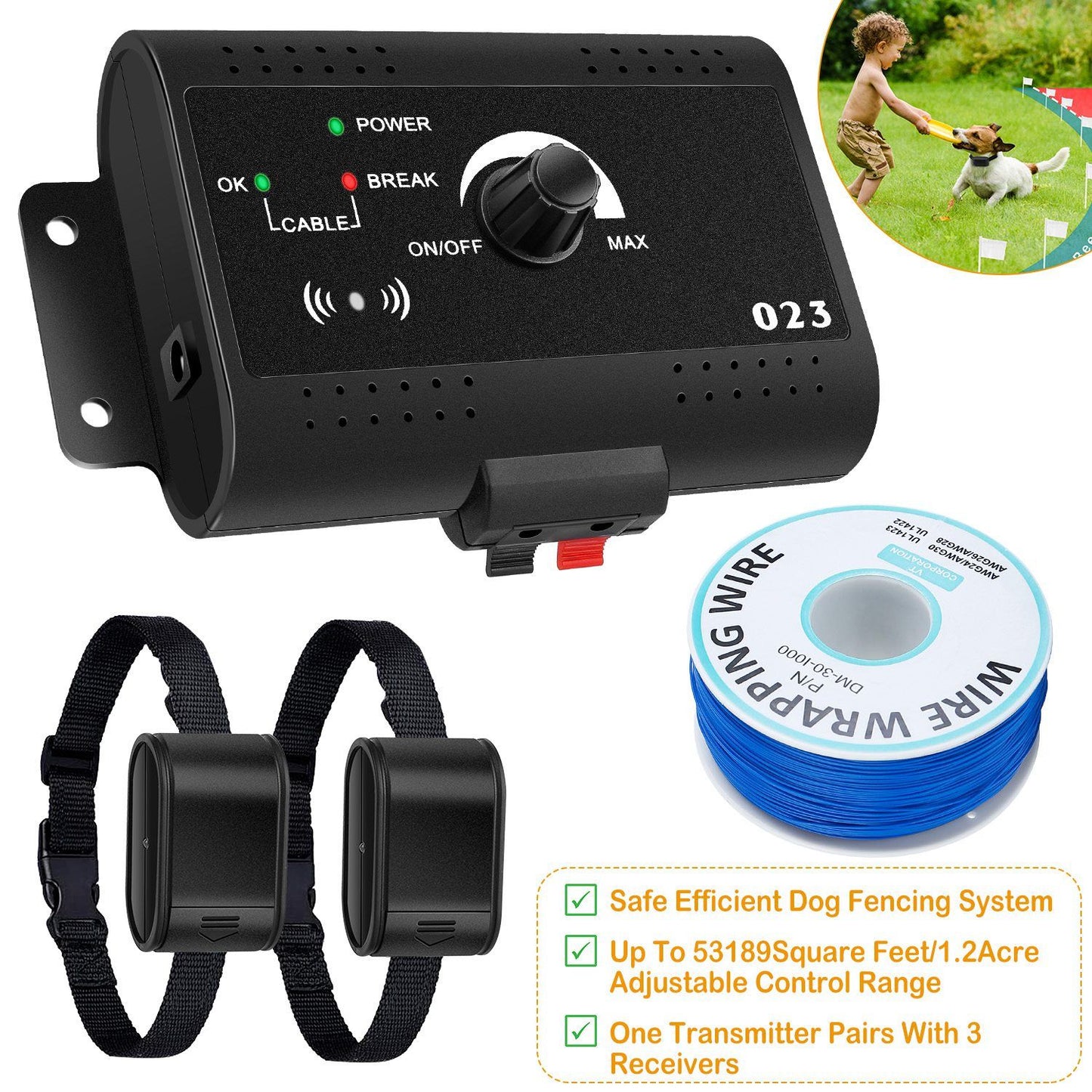 Electric Dog Fence System Pet Tone Shock Boundary Containment Water