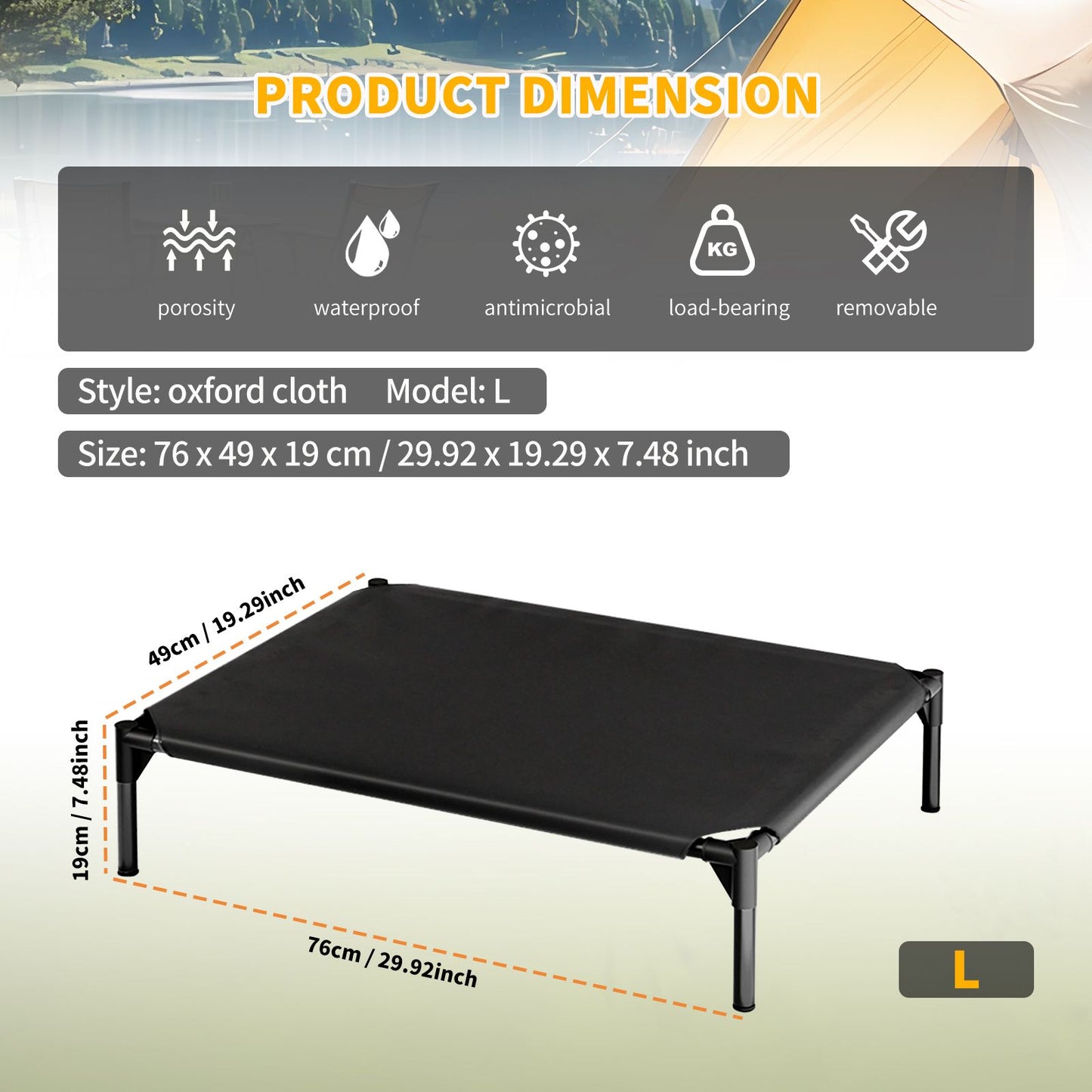 Elevated Breathable Mesh Pet Bed, Indoor/Outdoor Use, Sizes