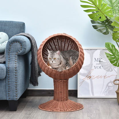 Elevated Cat Bed with Rotatable Egg Chair Pod, Cat Basket Bed