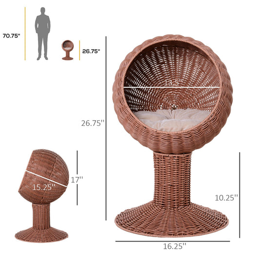 Elevated Cat Bed with Rotatable Egg Chair Pod, Cat Basket Bed