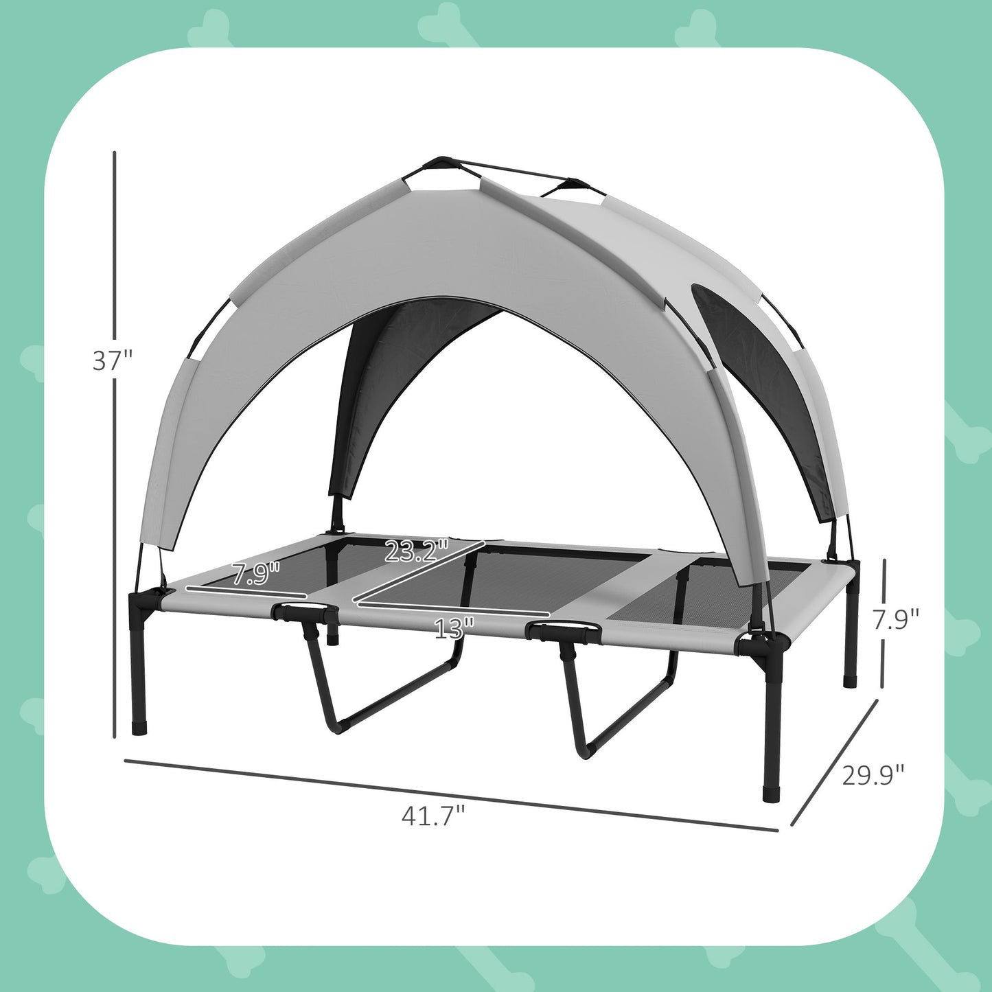Elevated Dog Bed with Canopy, Raised Outdoor Pet Bed for Camping