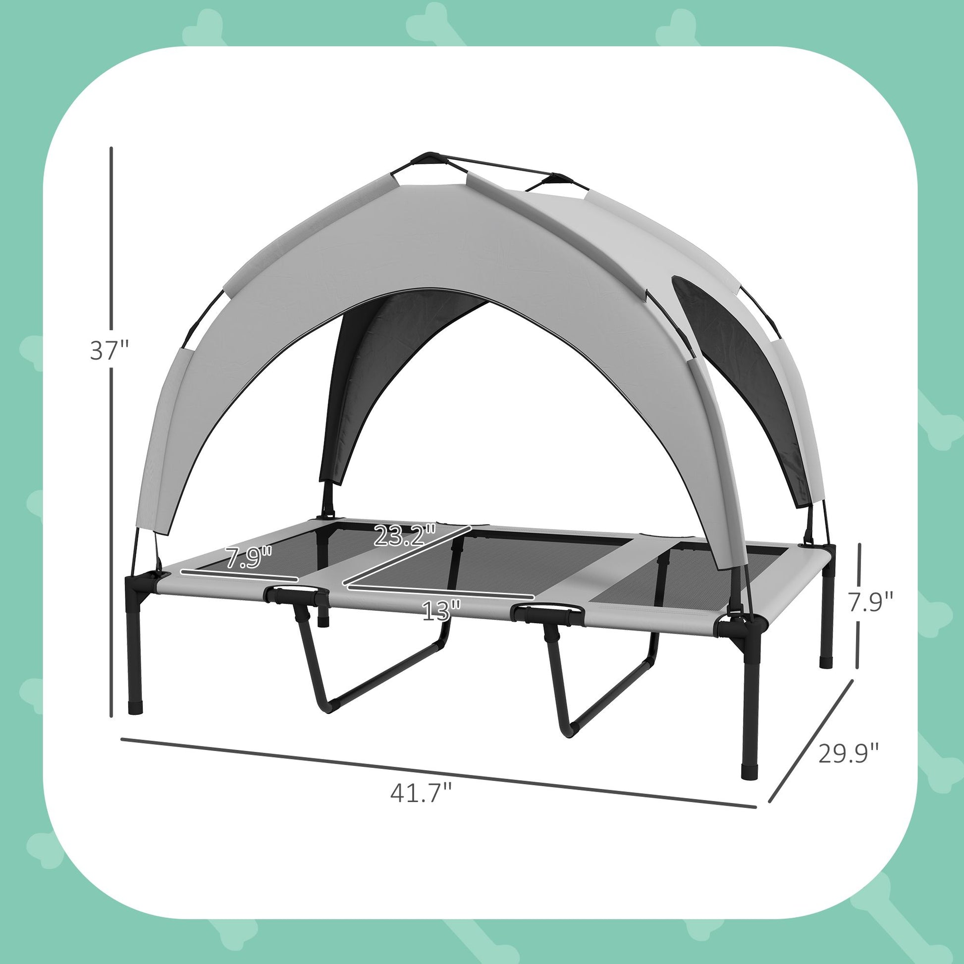 Elevated Dog Bed with Canopy, Raised Outdoor Pet Bed for Camping
