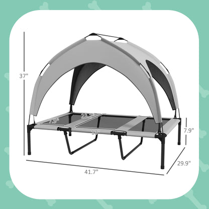 Elevated Dog Bed with Canopy, Raised Outdoor Pet Bed for Camping