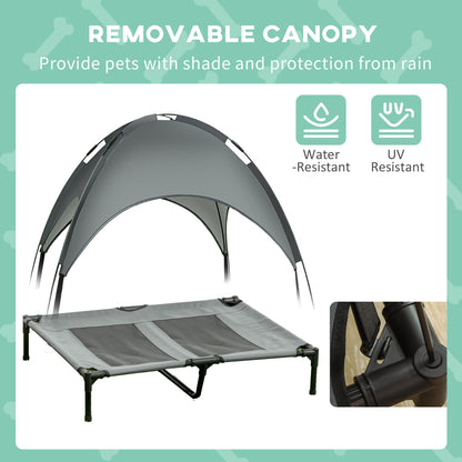 Elevated Dog Bed with Removable Canopy, Outdoor Dog Cot with UV