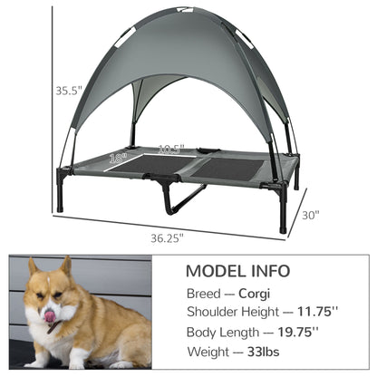 Elevated Dog Bed with Removable Canopy, Outdoor Dog Cot with UV