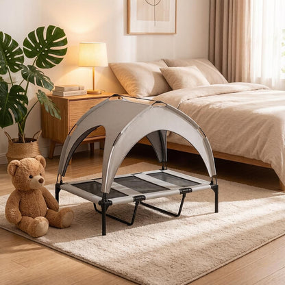 Elevated Dog Bed with Washable and Breathable Mesh on the Ceiling