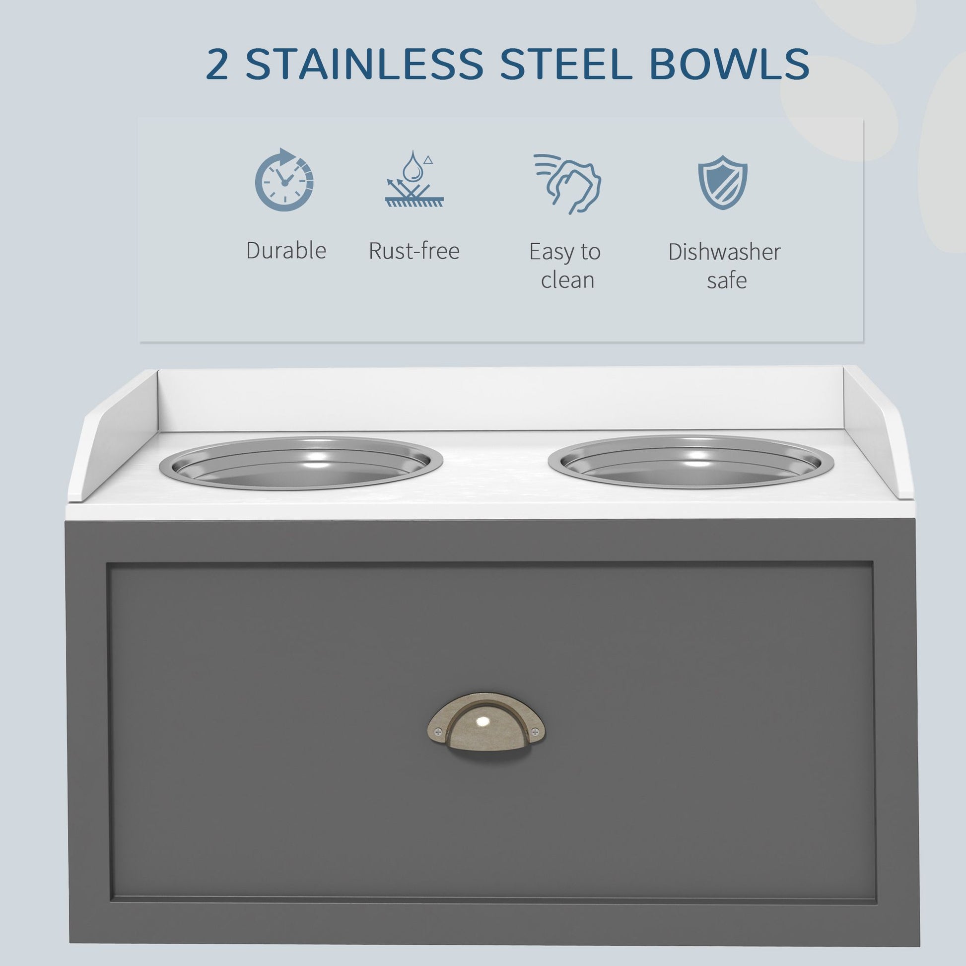 Elevated Dog Bowl Station with Storage Drawer 21L Capacity & 2