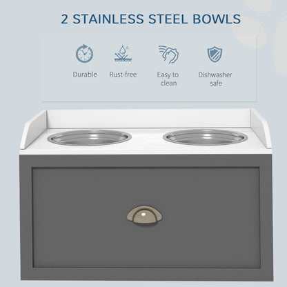 Elevated Dog Bowl Station with Storage Drawer 21L Capacity & 2