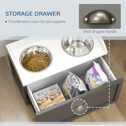 Elevated Dog Bowl Station with Storage Drawer 21L Capacity & 2