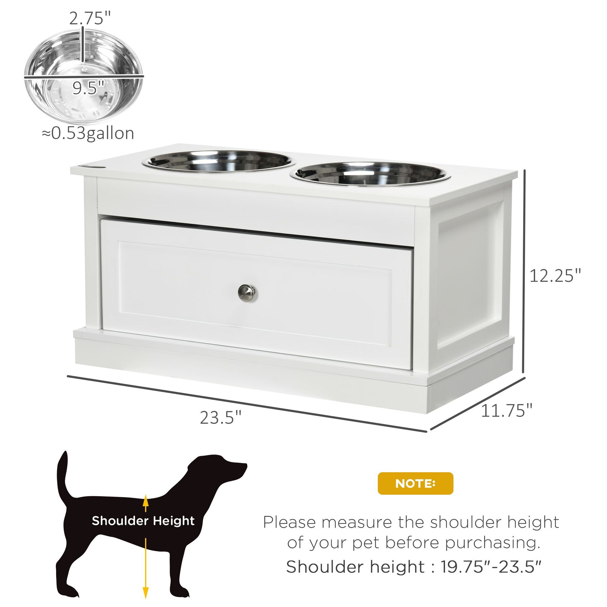 Elevated Dog Bowls Large Dog Feeder Station with 2 Stainless Steel