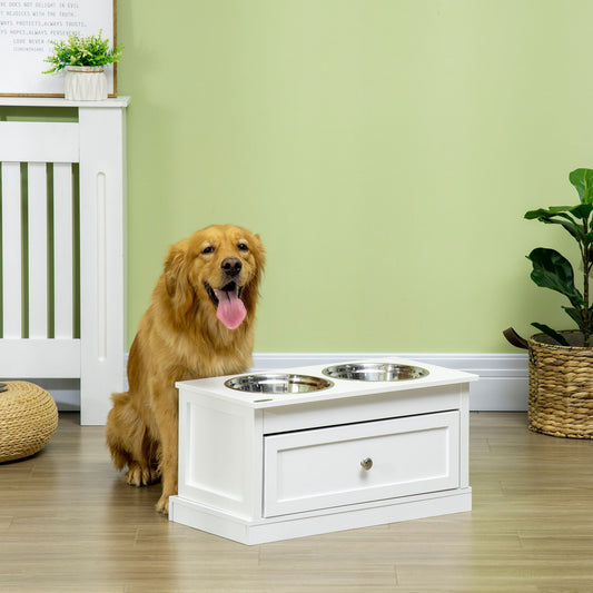 Elevated Dog Bowls Large Dog Feeder Station with 2 Stainless Steel