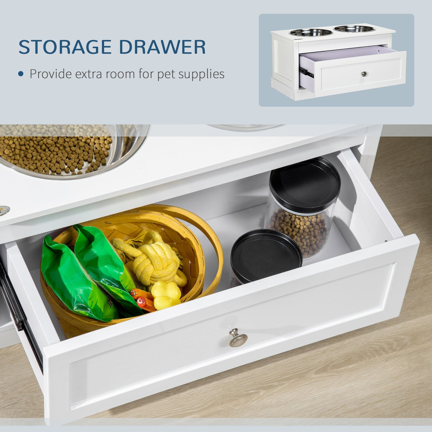 Elevated Dog Bowls Large Dog Feeder Station with 2 Stainless Steel