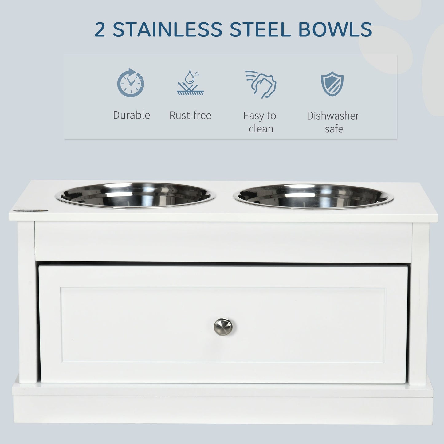 Elevated Dog Bowls Large Dog Feeder Station with 2 Stainless Steel