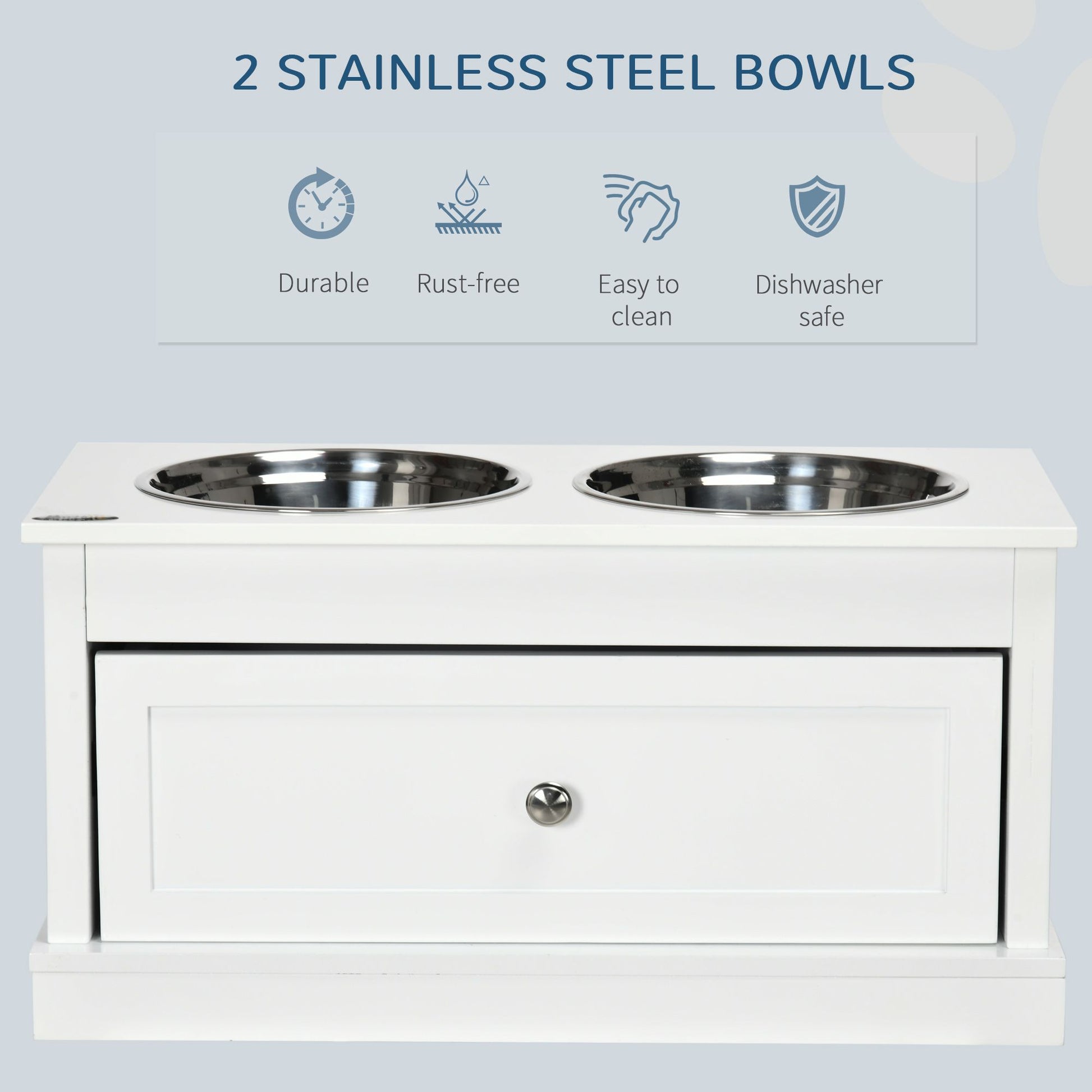 Elevated Dog Bowls Large Dog Feeder Station with 2 Stainless Steel