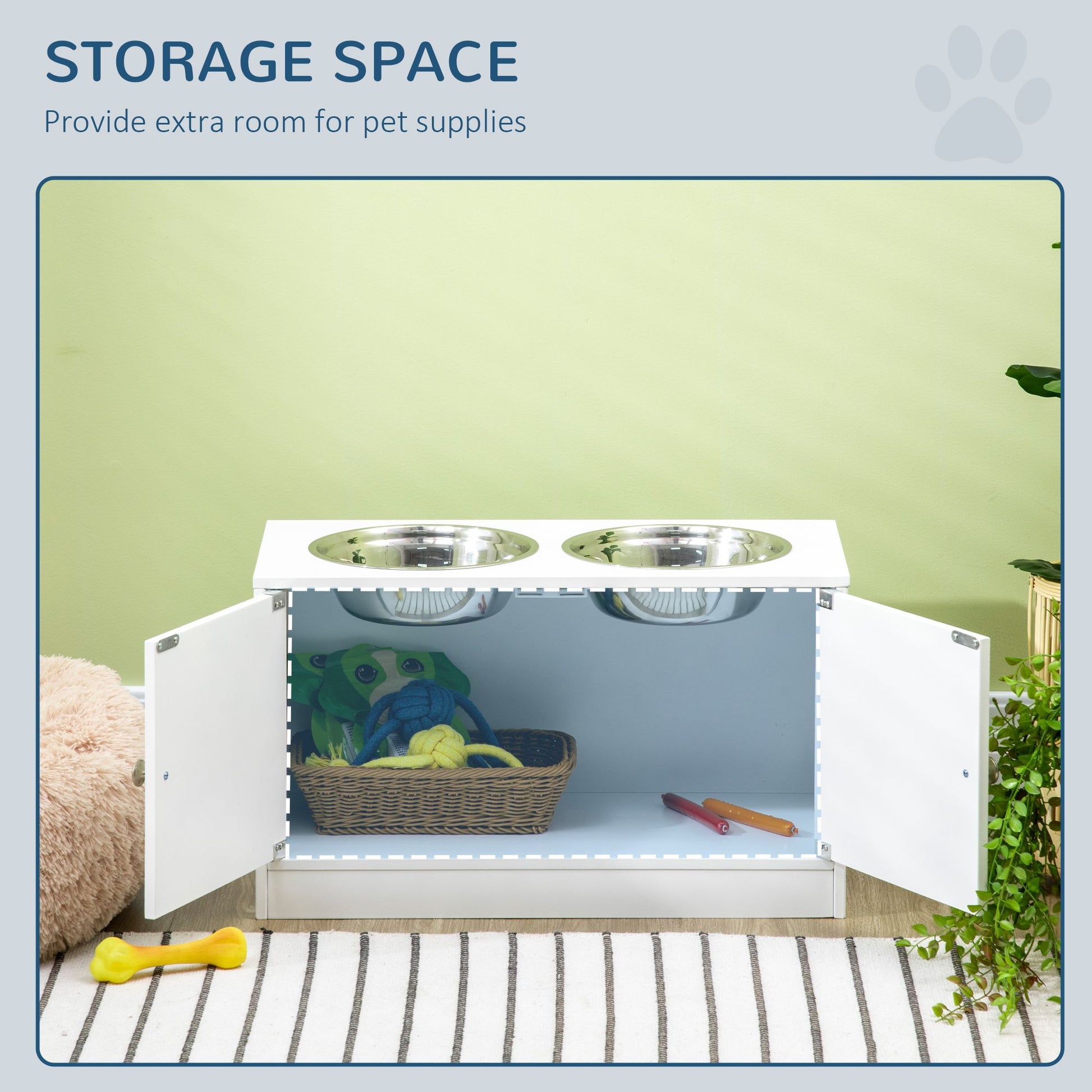 Elevated Dog Bowls with Storage Cabinet, Large 44L Capacity, Raised