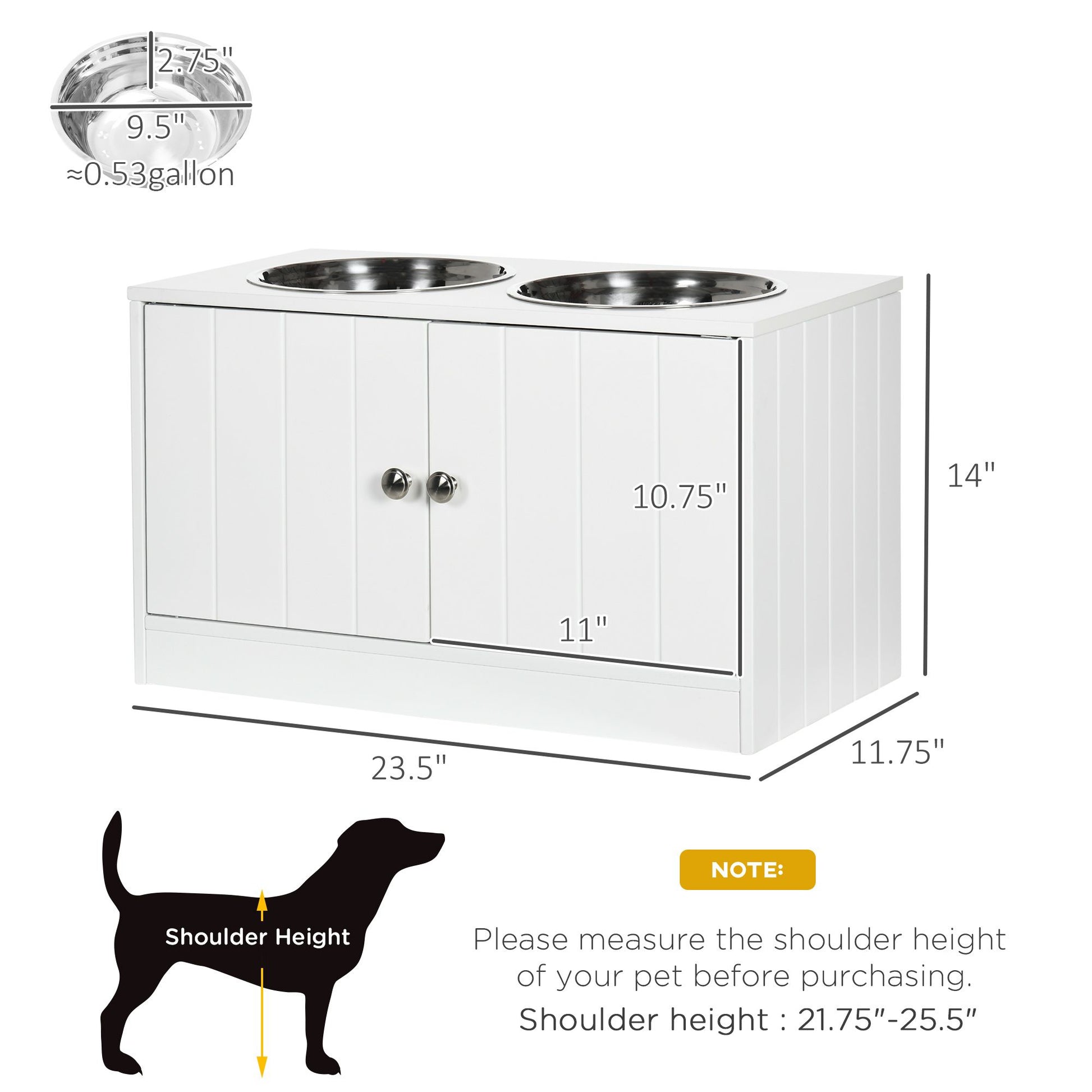 Elevated Dog Bowls with Storage Cabinet, Large 44L Capacity, Raised
