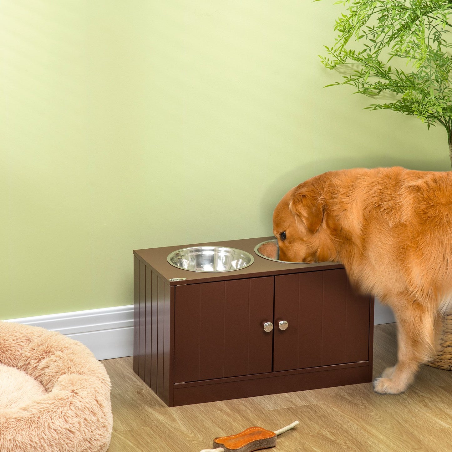 Elevated Dog Bowls with Storage Cabinet, Raised Dog Bowl Stand