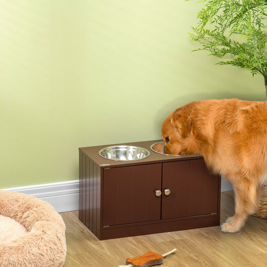 Elevated Dog Bowls with Storage Cabinet, Raised Dog Bowl Stand