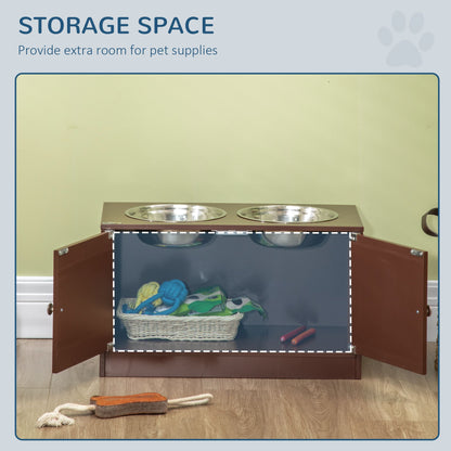 Elevated Dog Bowls with Storage Cabinet, Raised Dog Bowl Stand