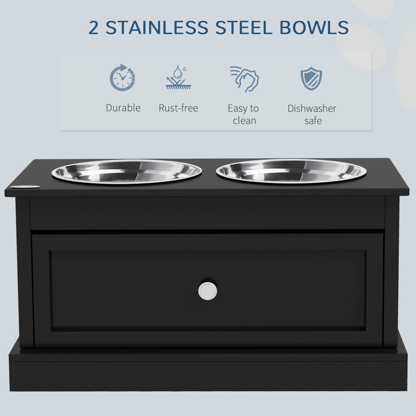 Elevated Dog Bowls with Storage Drawer, Raised Dog Bowl Stand