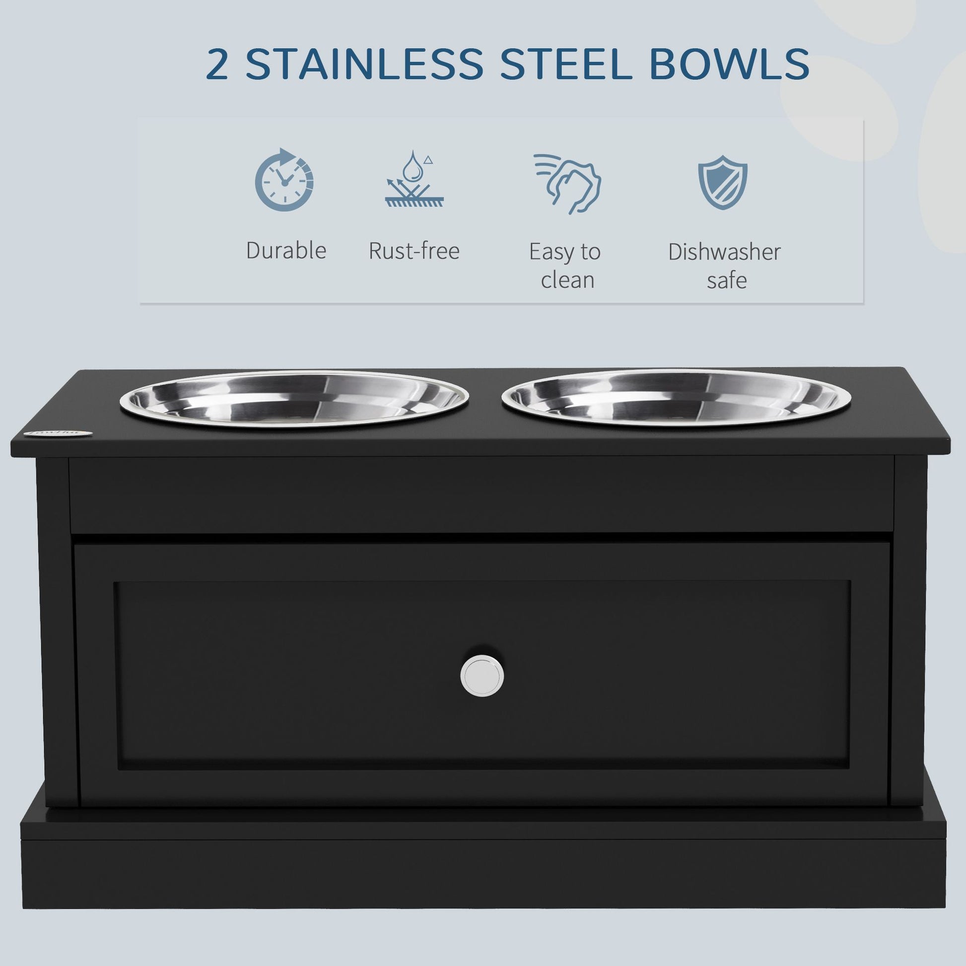 Elevated Dog Bowls with Storage Drawer, Raised Dog Bowl Stand
