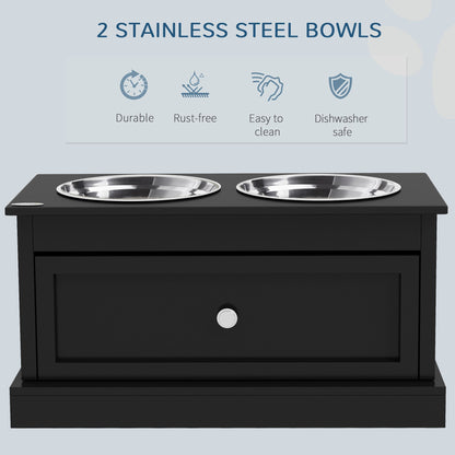Elevated Dog Bowls with Storage Drawer, Raised Dog Bowl Stand