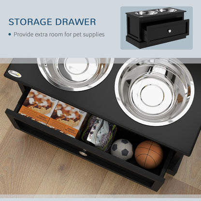Elevated Dog Bowls with Storage Drawer, Raised Dog Bowl Stand