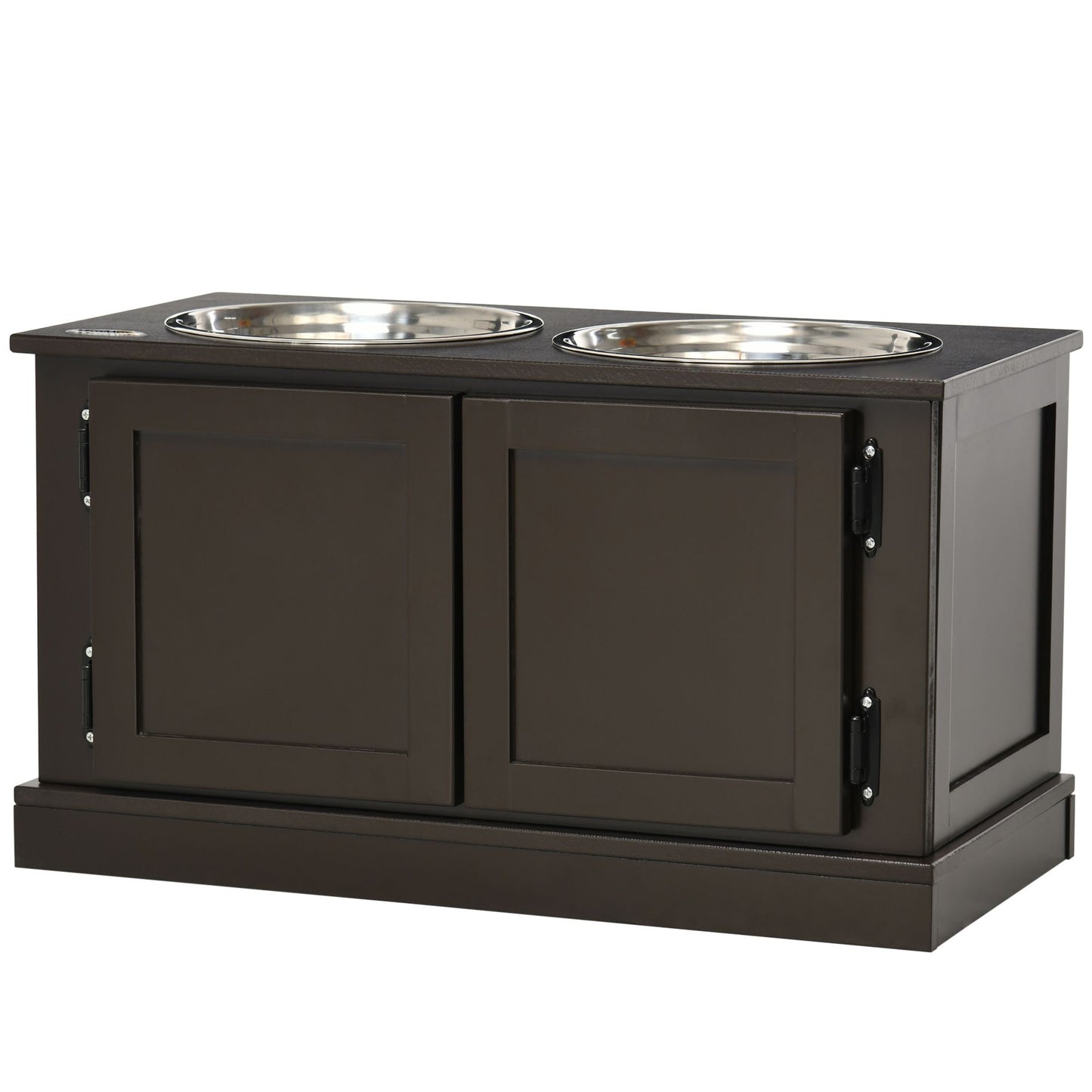 Elevated Dog Bowls with Storage, Two Stainless Steel Bowls