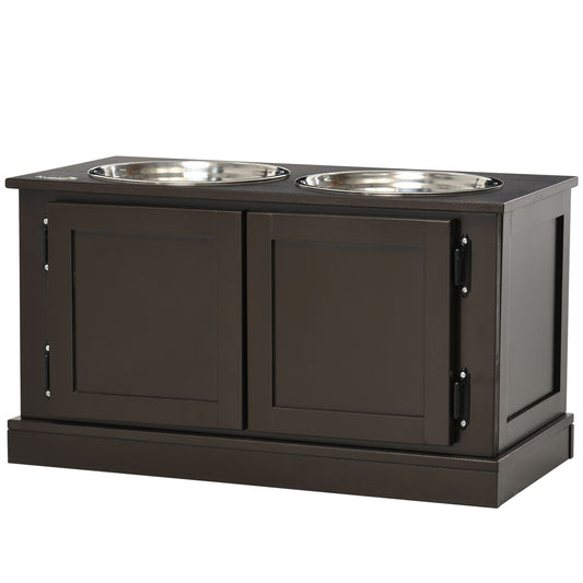 Elevated Dog Bowls with Storage, Two Stainless Steel Bowls