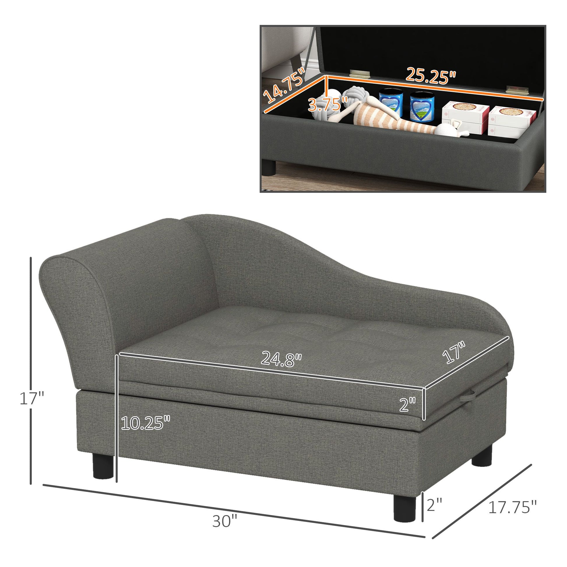 Elevated Dog Sofa Pet Bed with Storage Soft Cushion