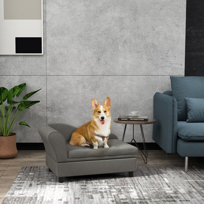 Elevated Dog Sofa Pet Bed with Storage Soft Cushion