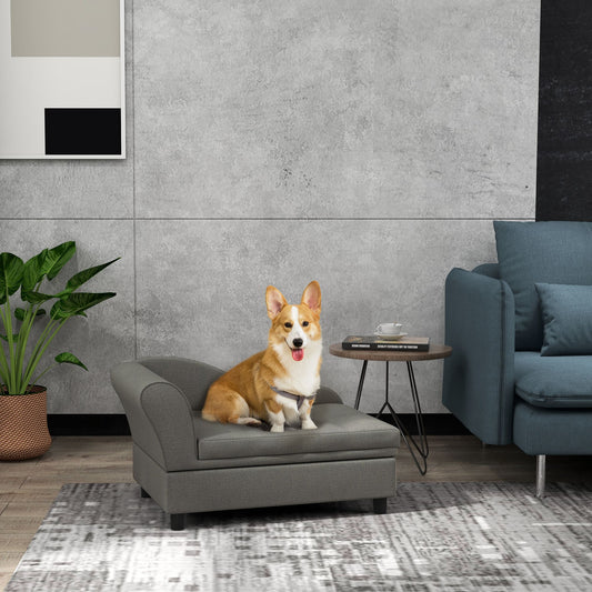 Elevated Dog Sofa Pet Bed with Storage Soft Cushion