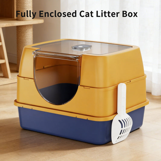 Enclosed Cat Litter Box, Orange - Odor-Locking, Spacious