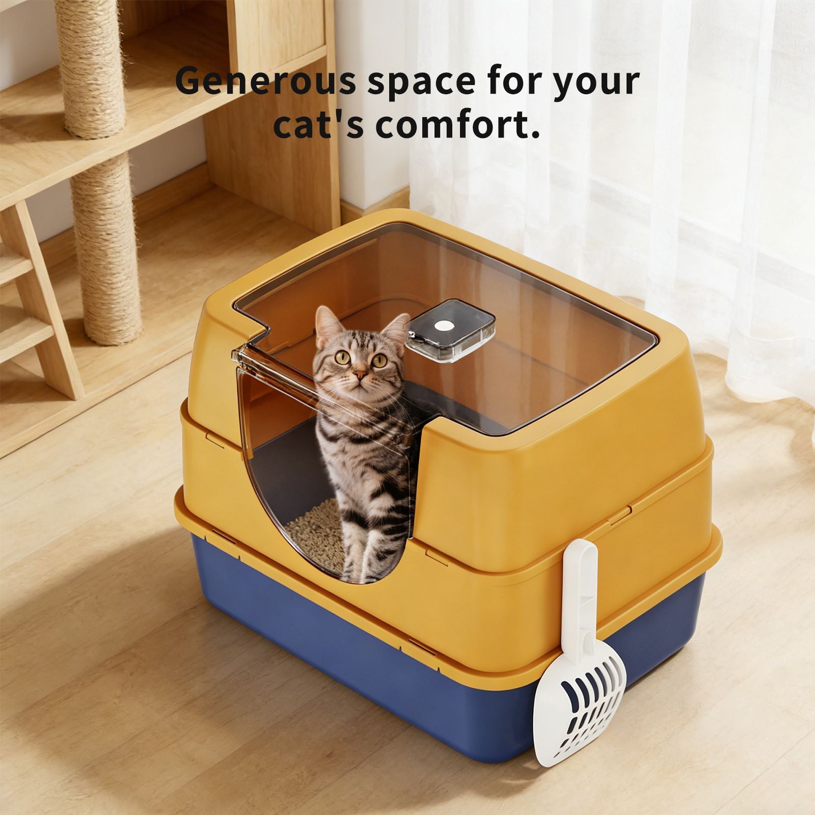 Enclosed Cat Litter Box, Orange - Odor-Locking, Spacious