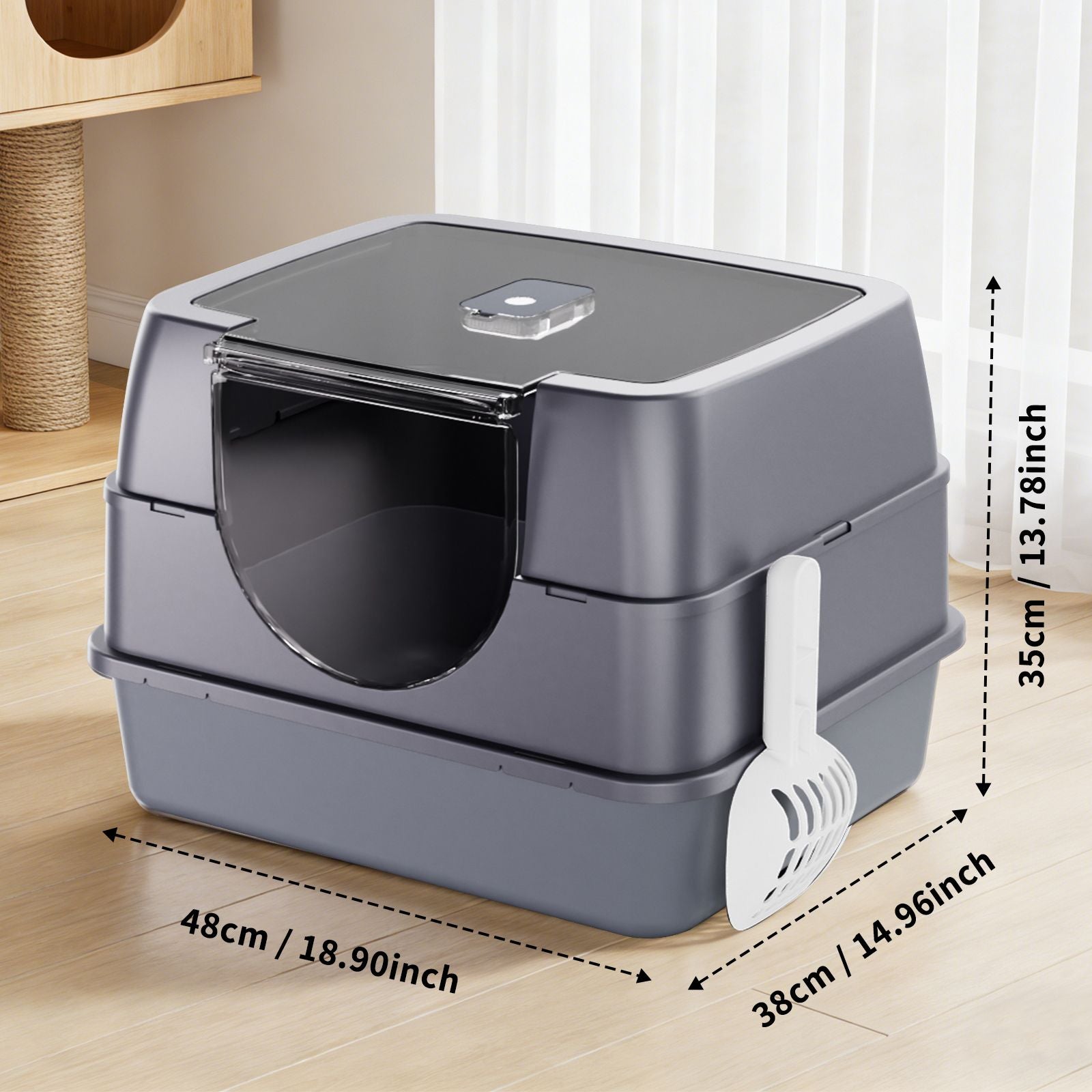 Enclosed Cat Litter Box, Orange - Odor-Locking, Spacious