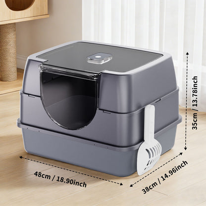 Enclosed Cat Litter Box, Orange - Odor-Locking, Spacious