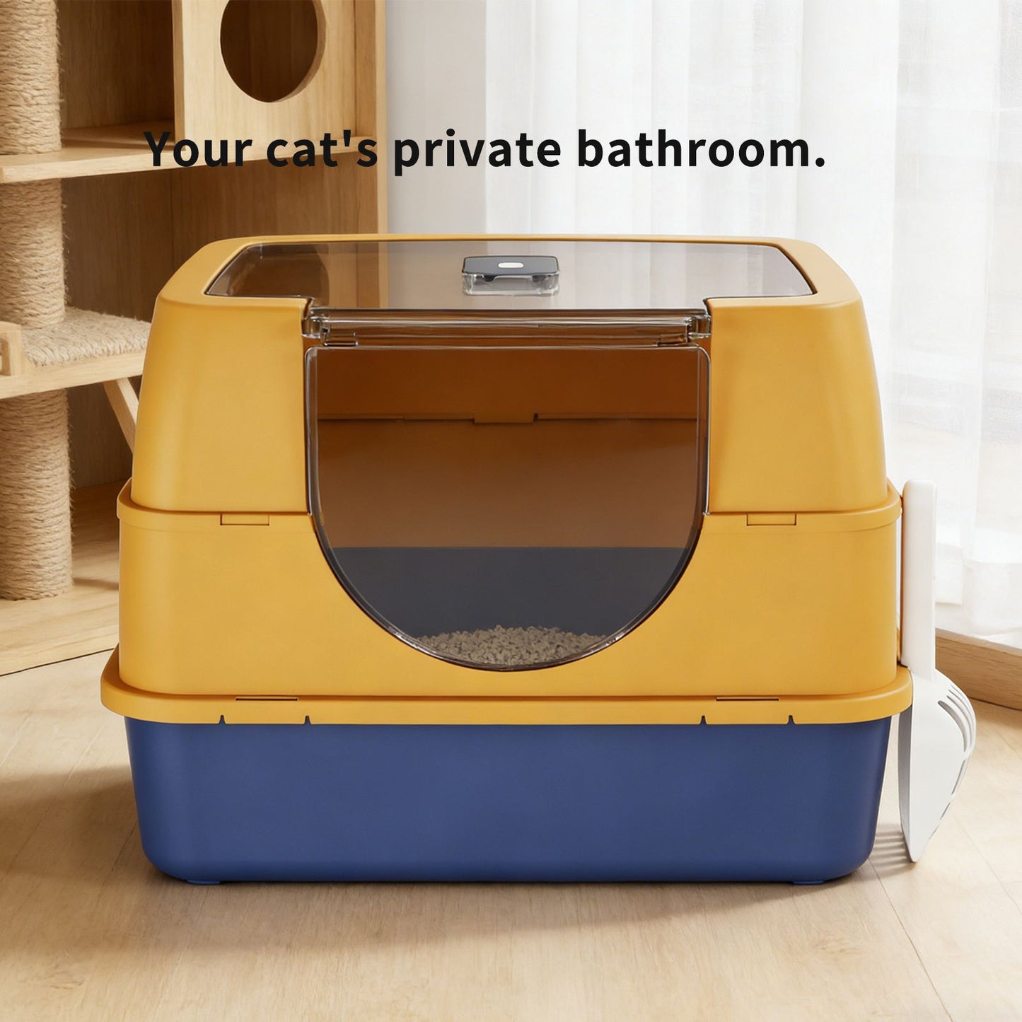 Enclosed Cat Litter Box, Orange - Odor-Locking, Spacious