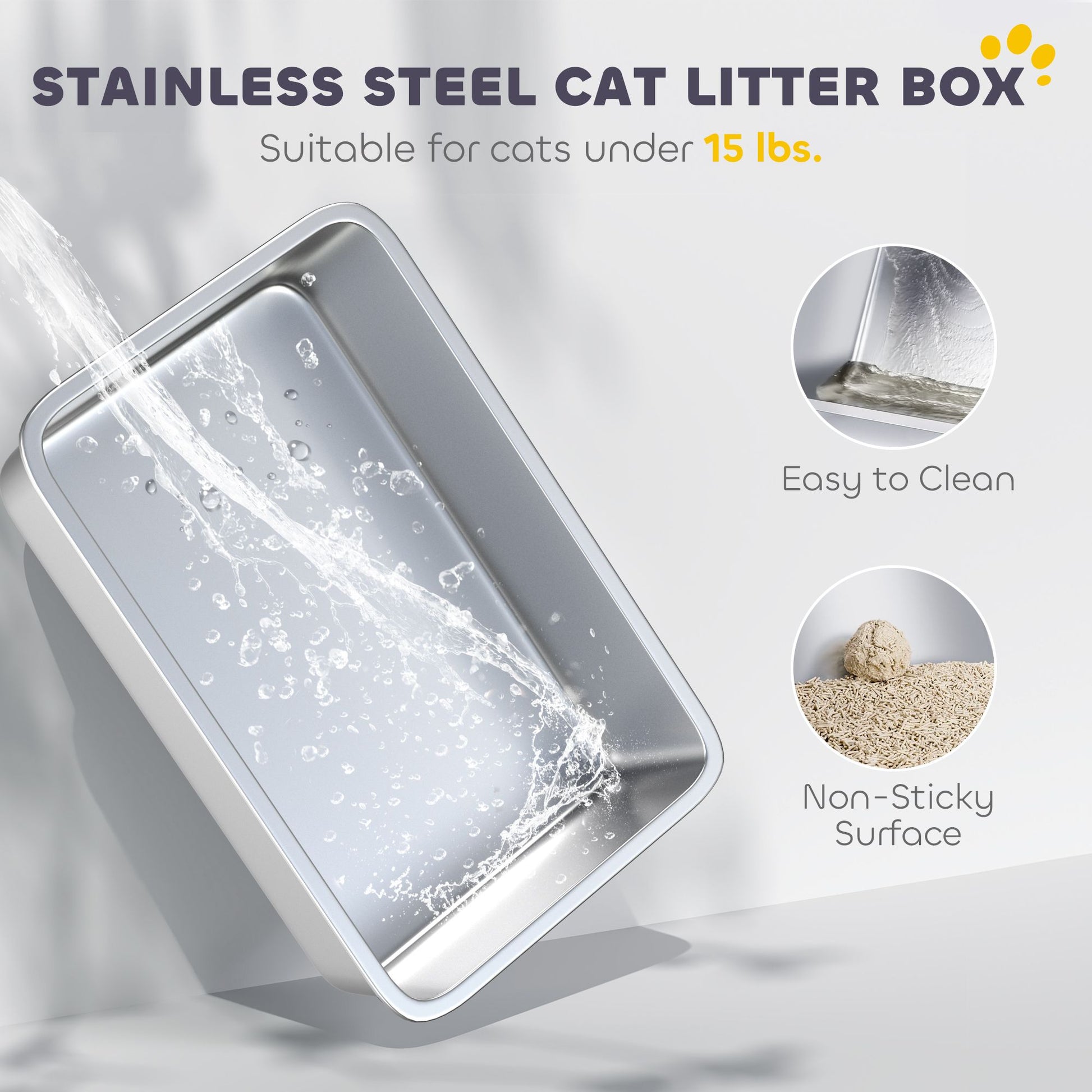 Extra Large Stainless Steel Litter Box, Enclosed Cat Litter Box