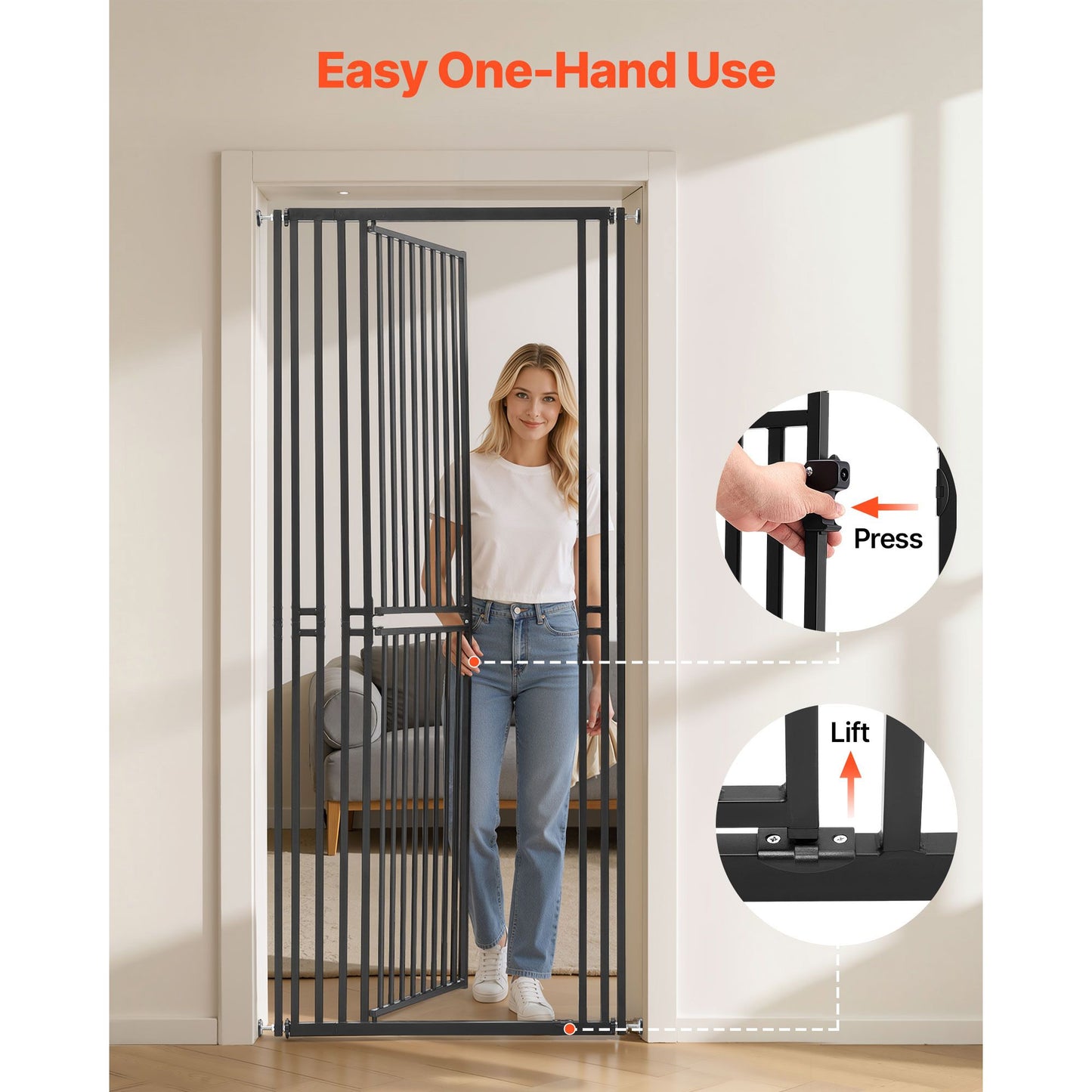 Extra Tall Pet Gate for Cats, 28-34 in Adjustable Width, 78.7