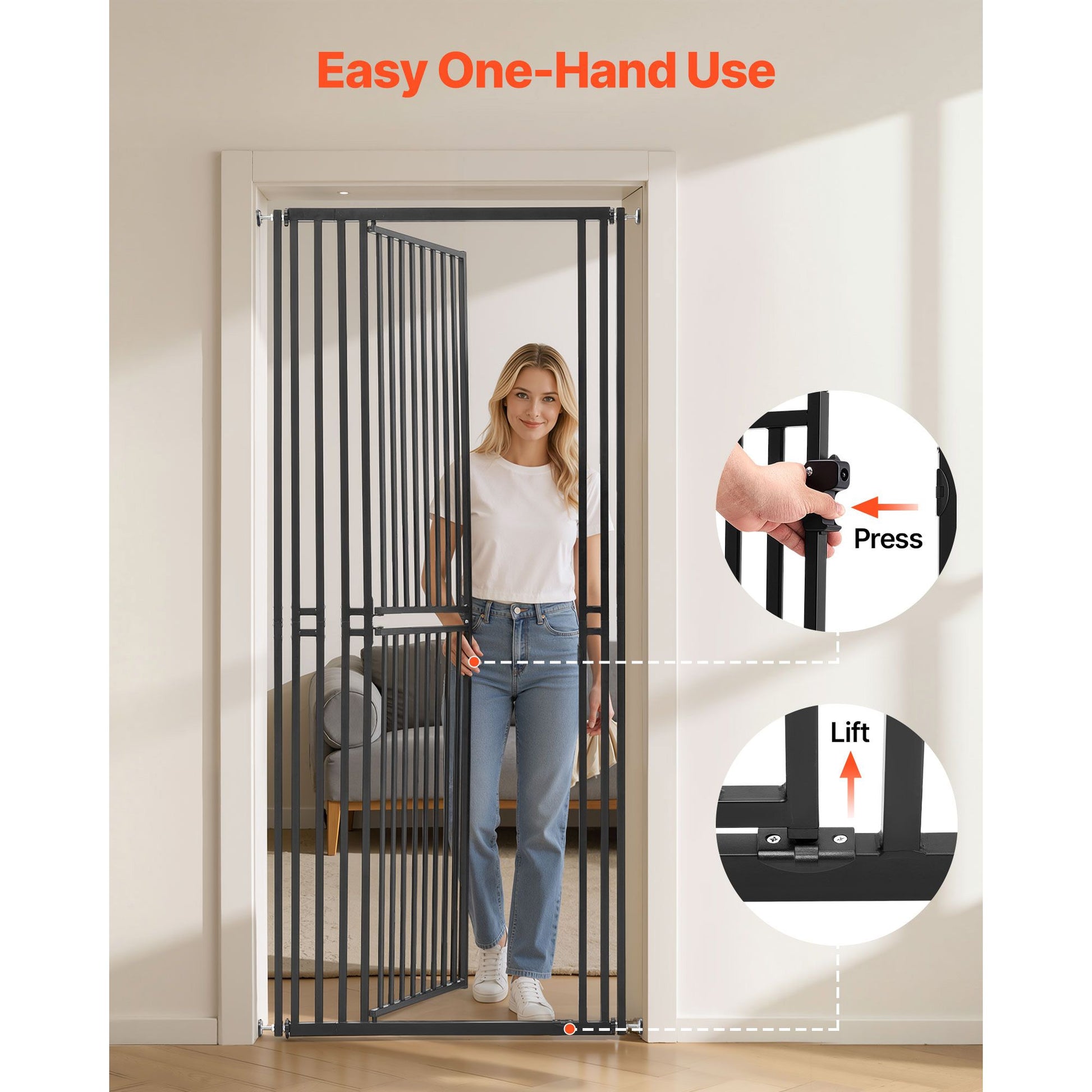 Extra Tall Pet Gate for Cats, 28-34 in Adjustable Width, 78.7