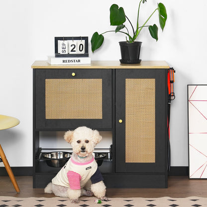 Feeding Station with 2 Lockers, Pet Feeding Station with 2 Elevated