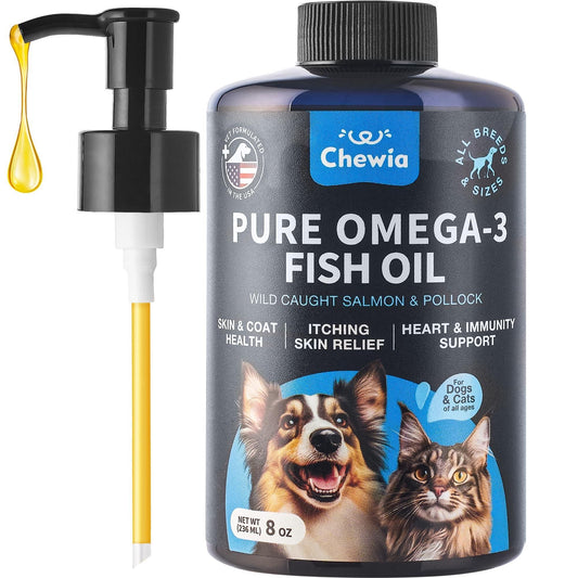 Fish Oil for Dogs 8 oz, Omega Skin & Coat Liquid Supplement