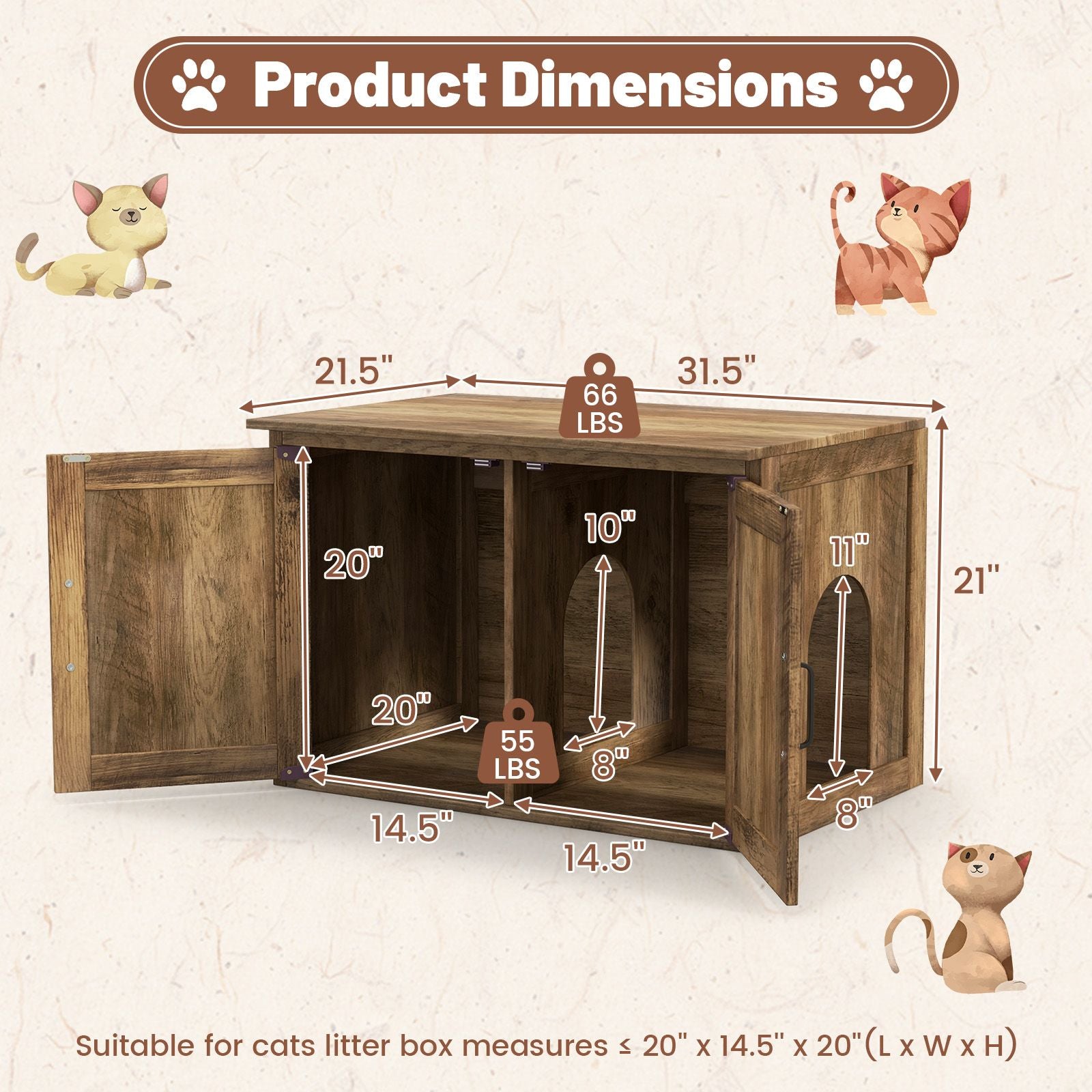 Flip Top Hidden Cat Washroom Furniture with Double Barn Doors
