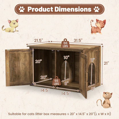 Flip Top Hidden Cat Washroom Furniture with Double Barn Doors