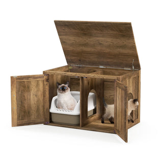 Flip Top Hidden Cat Washroom Furniture with Double Barn Doors