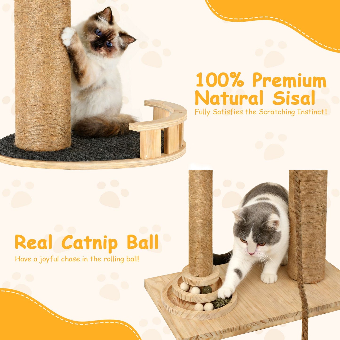 Floor to Ceiling Cat Tree, 6 Level Adjustable Height Climbing Tower