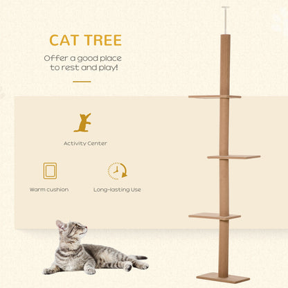 Floor-to-Ceiling Cat Tree Cat Climbing Tower with Sisal-Covered