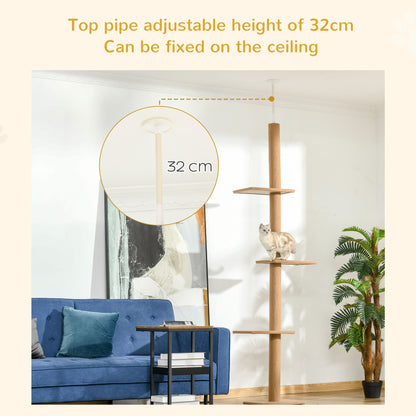 Floor-to-Ceiling Cat Tree Cat Climbing Tower with Sisal-Covered