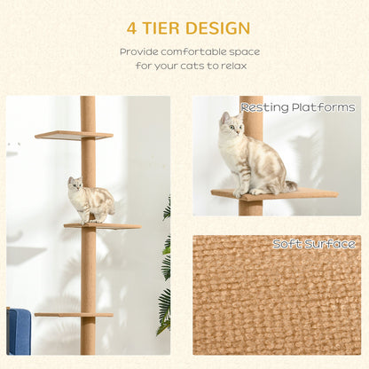 Floor-to-Ceiling Cat Tree Cat Climbing Tower with Sisal-Covered